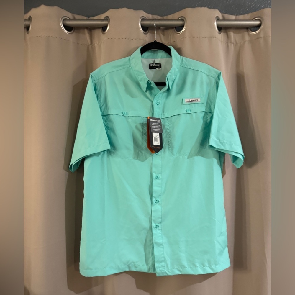 NWT Habit Outdoors Men's Short-Sleeve Button-Up Shirt - Green